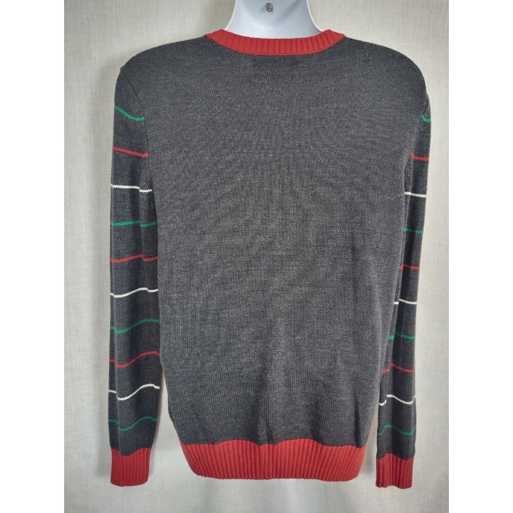 Ugly Christmas Sweater Santa Cheers Beer Mens M Long Sleeve Multi-Colored Unisex - Picture 2 of 5
